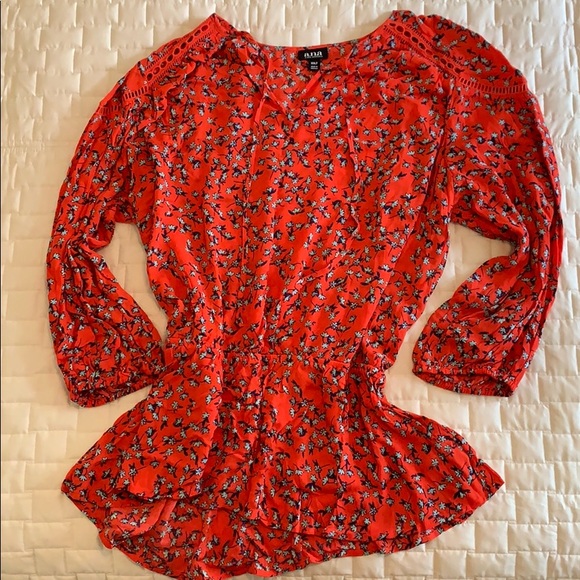 a.n.a. a new approach Tops - XXLT size Red/Dark /Light Blue top